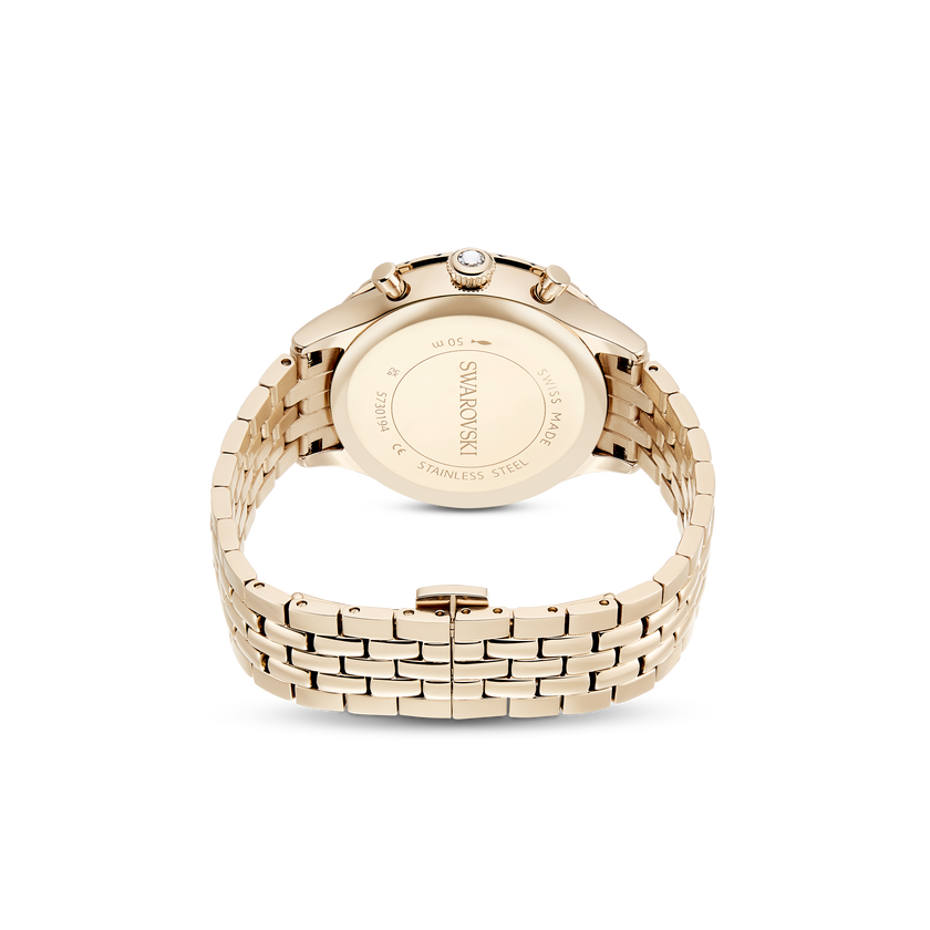 swarovski ساعة octea chrono، صناعة سويسرية، سوار معدني، لون ذهبي، لمسة نهائية بلون ذهبي شامبين