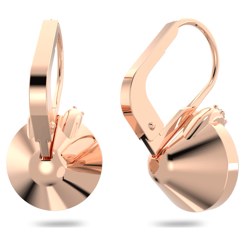 swarovski bella v drop earrings  round cut  pink  rose gold tone plated