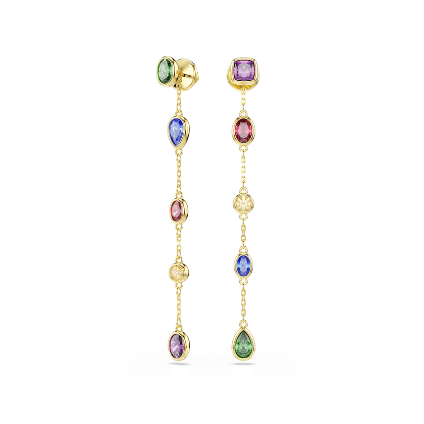 swarovski imber drop earrings  mixed cuts  multicolored  18k gold finish