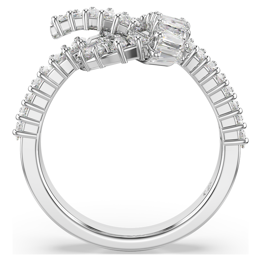 swarovski matrix ring  baguette cut  knot  white  rhodium plated