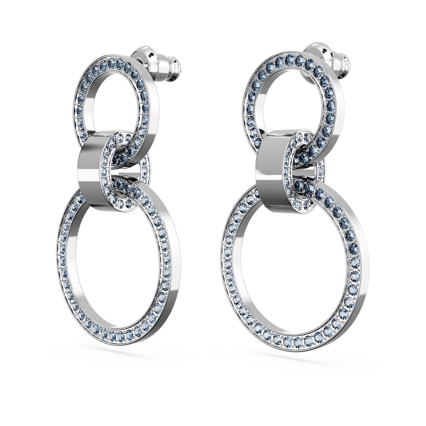 swarovski أقراط حلقية hollow، لون أزرق، طلاء روديوم