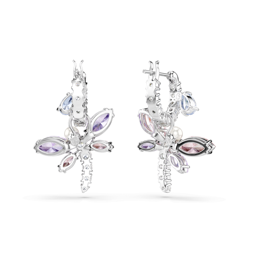 أقراط متدلية ariana grande x swarovski، قطع متنوع، شكل يعسوب، ألوان متعددة، طلاء روديوم