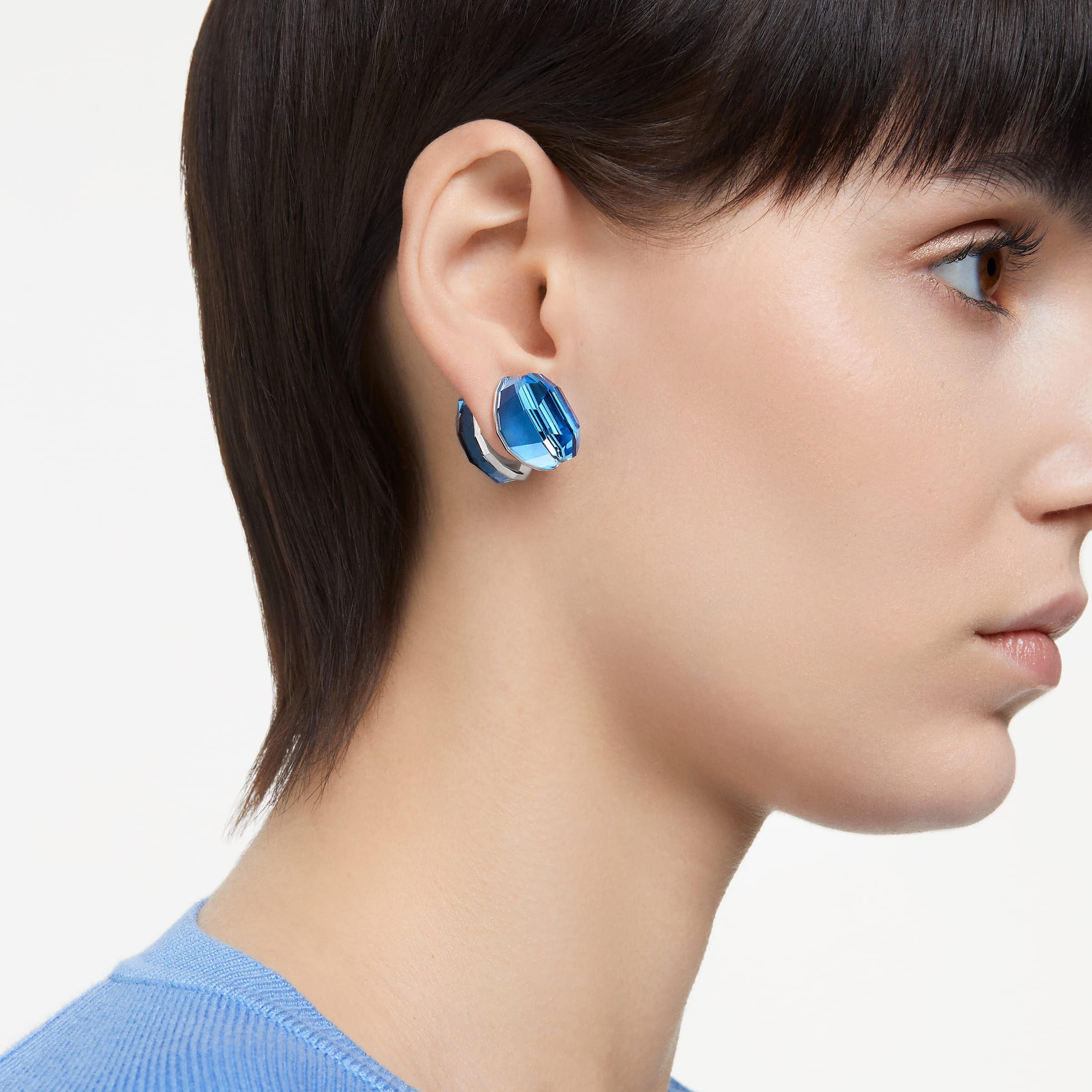 Buy Swarovski Lucent stud earrings Blue Rhodium plated