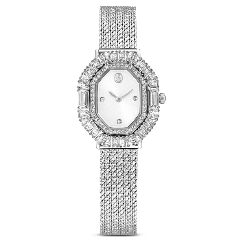 swarovski ساعة matrix octagon، سوار معدني، لون فضي، ستانلس ستيل