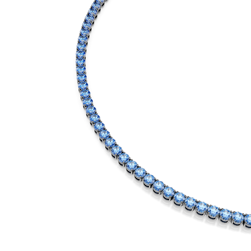 swarovski عقد matrix tennis، قطع مستدير، لون أزرق، طلاء روثينيوم