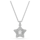 swarovski sublima pendant  round cut  star  white  rhodium plated