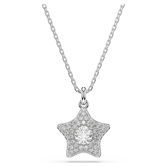 swarovski sublima pendant  round cut  star  white  rhodium plated