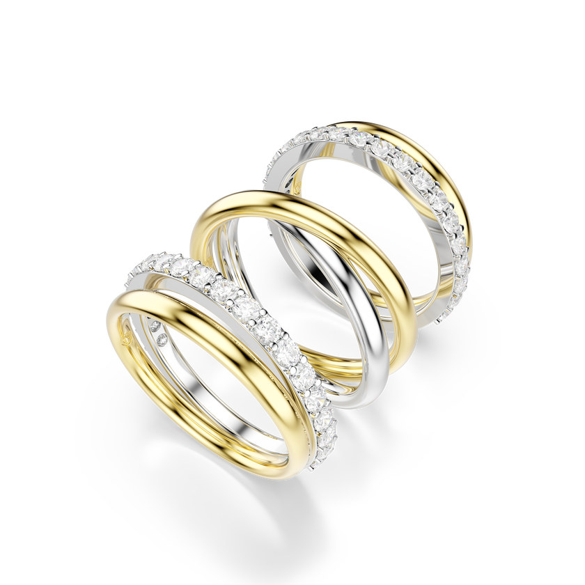 swarovski hyperbola cocktail ring  round cut  white  mixed metal finish
