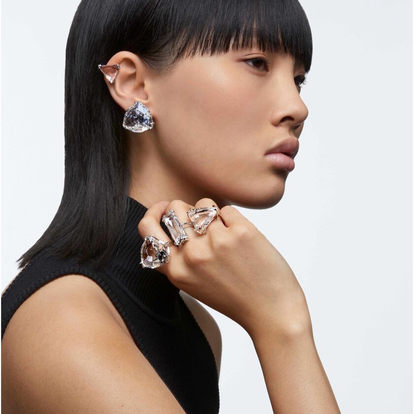swarovski mesmera cocktail ring  set  white  rhodium plated