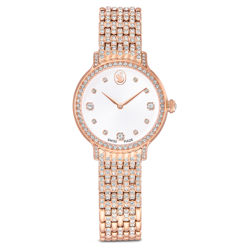 swarovski imber watch  swiss made  metal bracelet  rose gold tone  rose gold tone finish