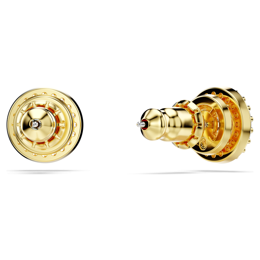 swarovski una stud earrings  round cut  gold tone  gold tone plated