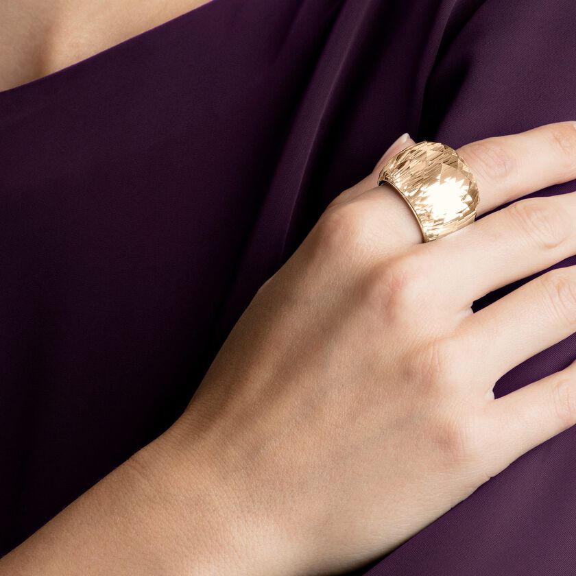 swarovski خاتم nirvana، لون وردي، طلاء pvd ذهبي وردي