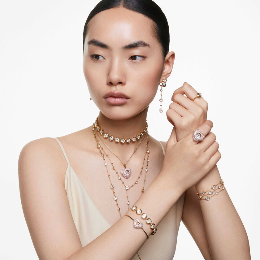 swarovski imber strandage  round cut  white  18k gold finish