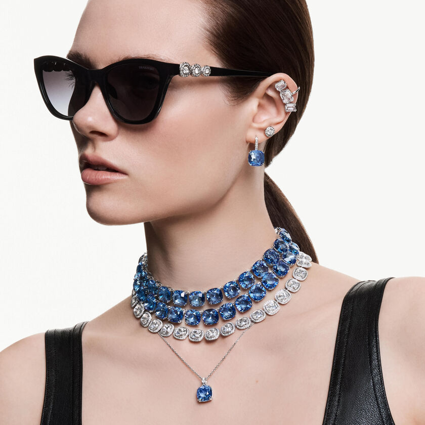 swarovski عقد una angelic، قطع الوسادة، لون أبيض، طلاء روديوم