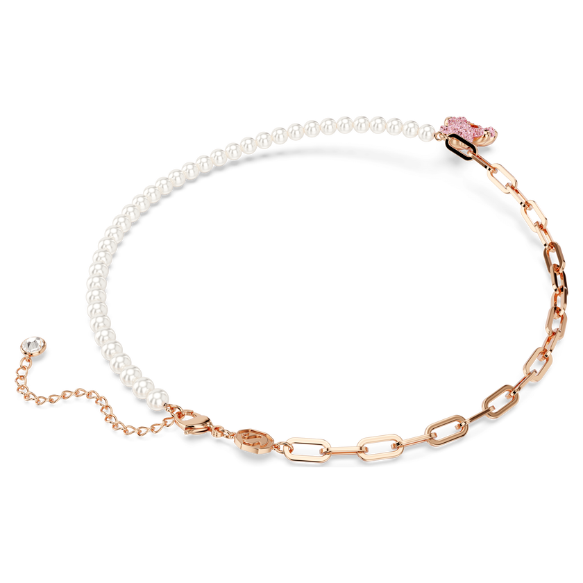 swarovski teddy pendant  bear  pink  rose gold tone plated