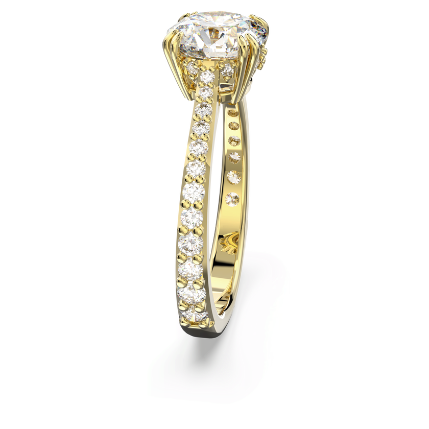 swarovski stilla cocktail ring  round cut  pav   white  gold tone plated