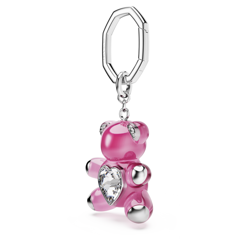 swarovski حلقة المفاتيح teddy، شكل دب، لون وردي، طلاء روديوم