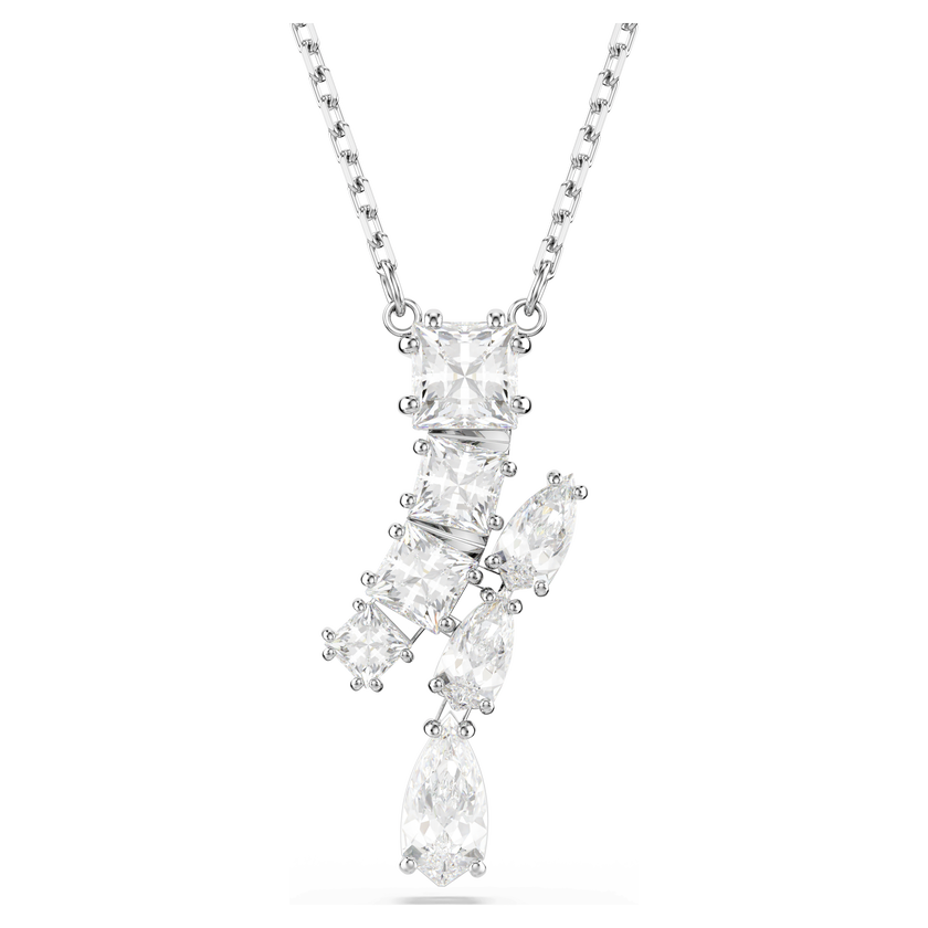 swarovski matrix pendant  mixed cuts  white  rhodium plated