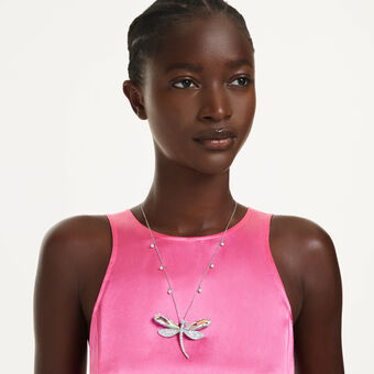 ariana grande x swarovski pendant and brooch  crystal pearl  mixed cuts  dragonfly  white  rhodium plated