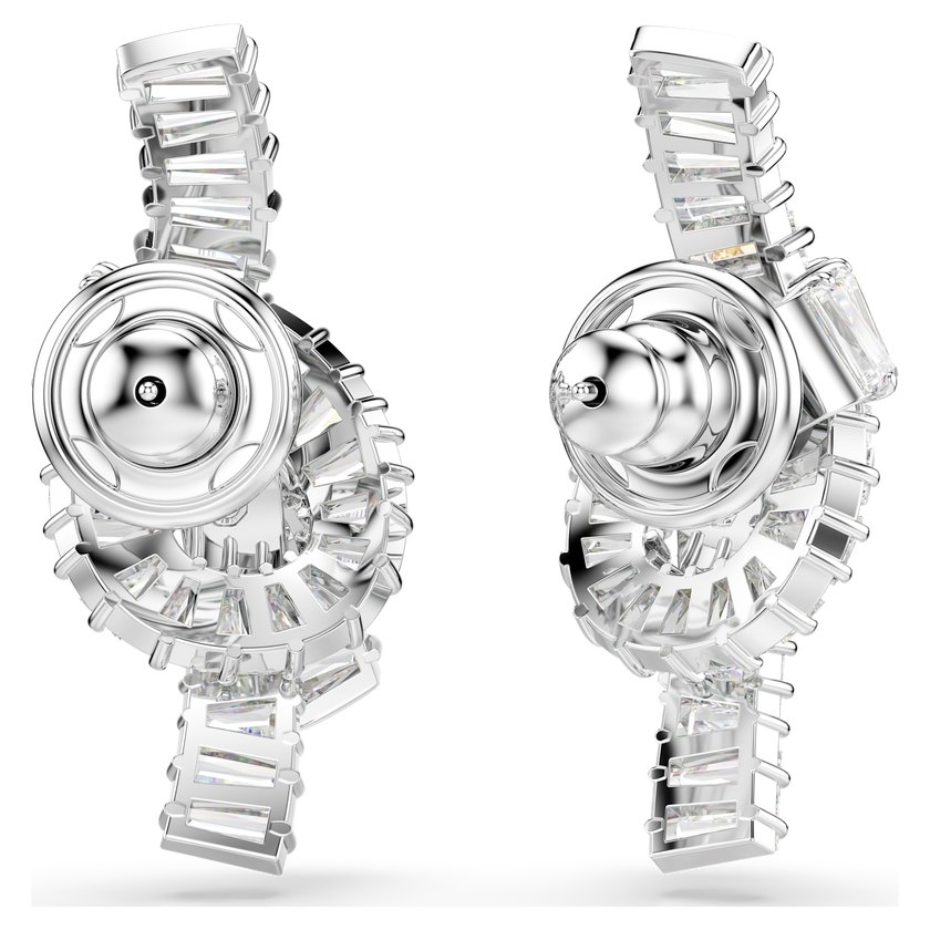 swarovski matrix earrings  baguette cut  knot  white  rhodium plated
