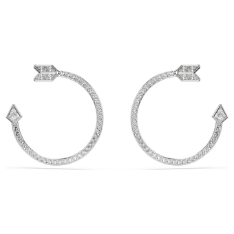 swarovski idyllia hoop earrings  mixed cuts  arrow  white  rhodium plated