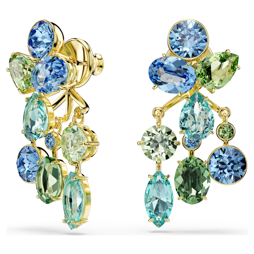 swarovski gema earrings  mixed cuts  multicolored  gold tone plated