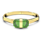 Lucent bangle, Magnetic, Green, Gold-tone plated