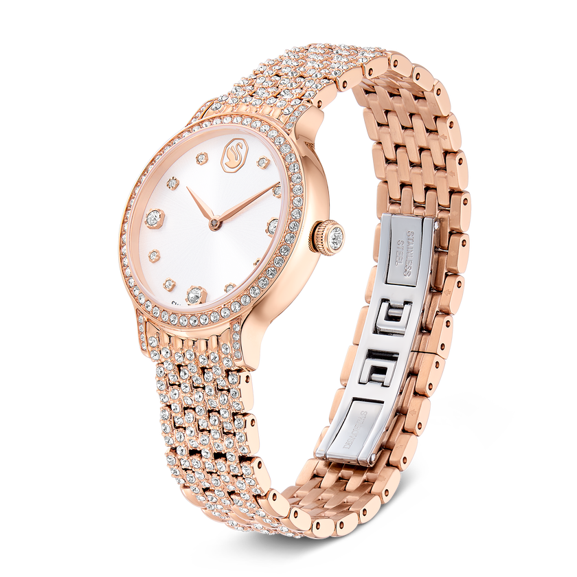 swarovski imber watch  swiss made  metal bracelet  rose gold tone  rose gold tone finish
