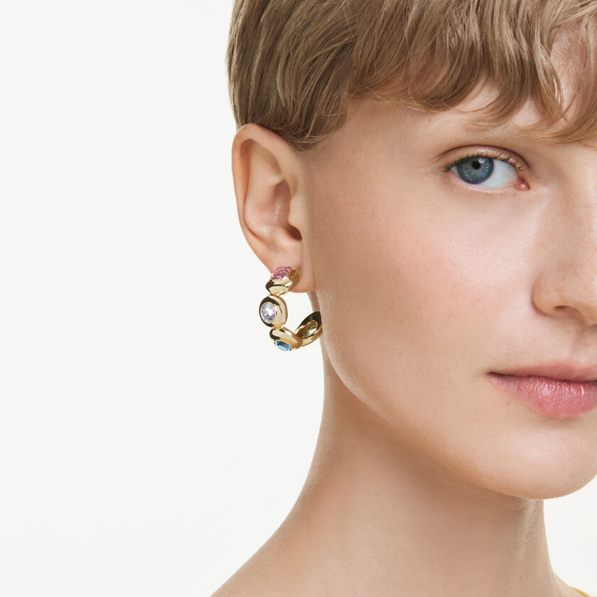 swarovski أقراط حلقية gema، قطع متنوع، ألوان متعددة، لمسة نهائية من الذهب عيار 18 قيراط