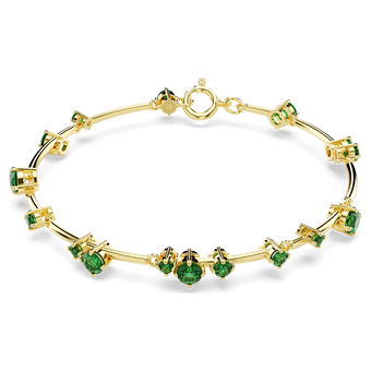 swarovski سوار constella، قطع مُستدير متنوع، لون أخضر، طلاء بلون ذهبي