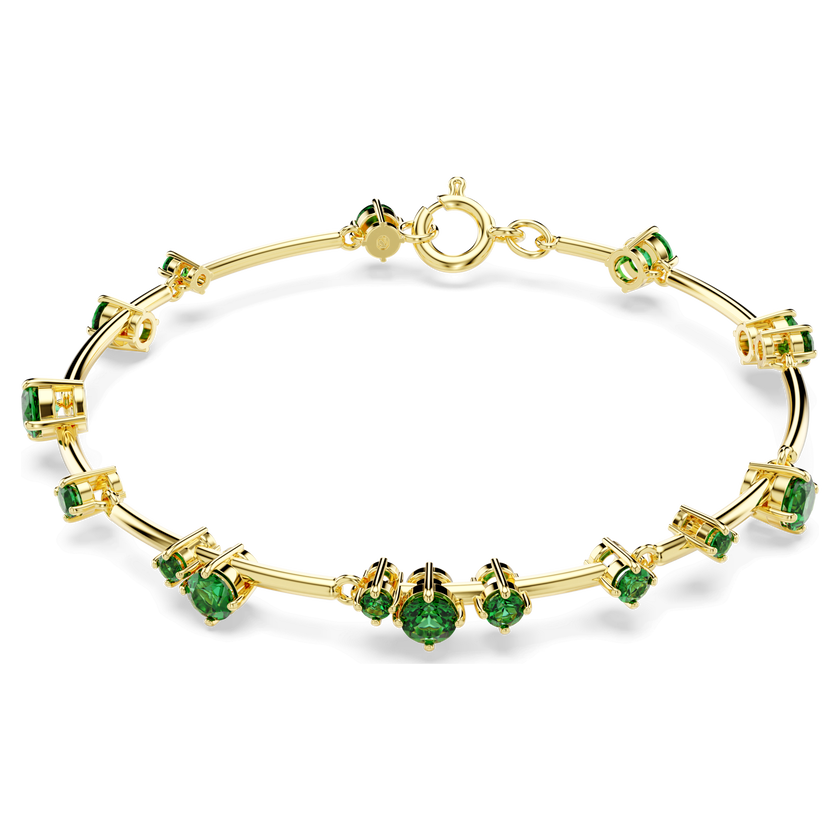 swarovski constella bangle  mixed round cuts  green  gold tone plated