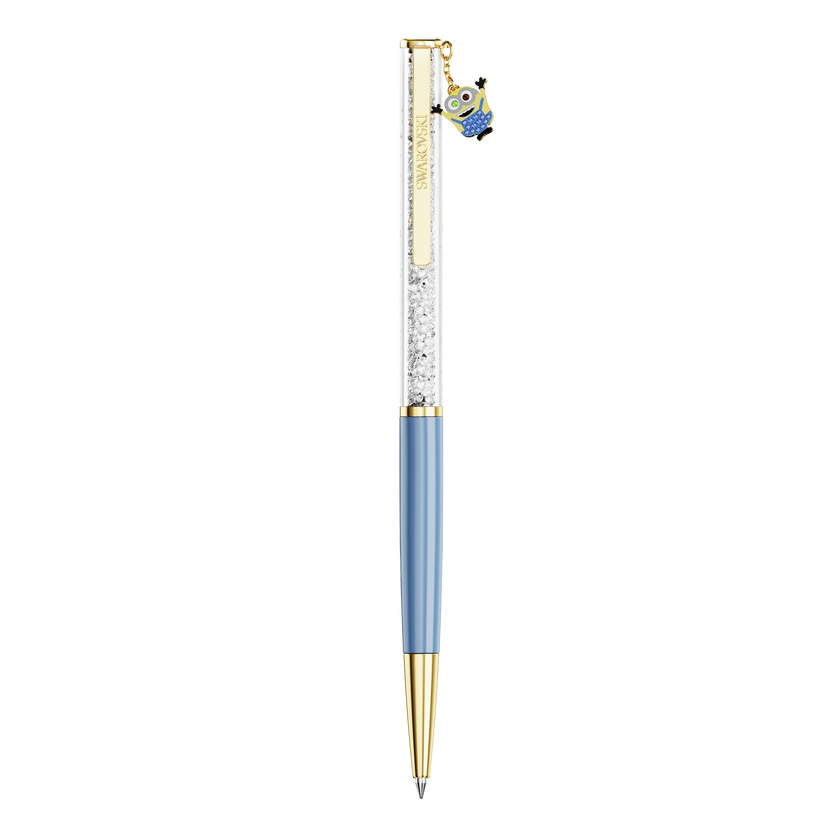 swarovski crystalline ballpoint pen  minions  blue  gold tone plated
