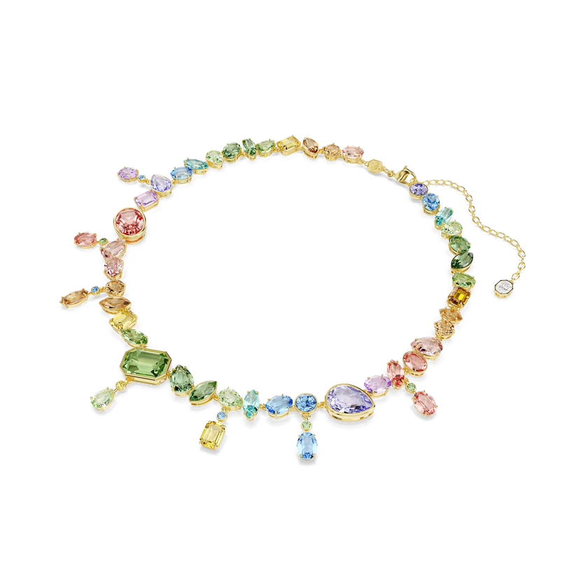 swarovski عقد gema، قطع متنوع، أحجار كريستال متدلية، ألوان متعددة، لمسة نهائية من الذهب عيار 18 قيراط