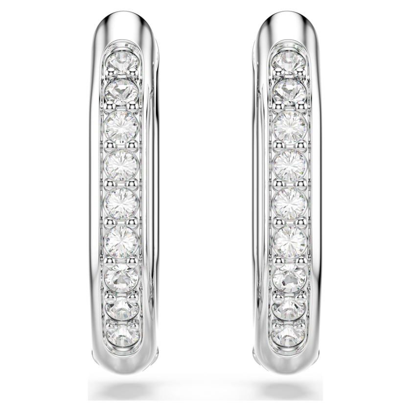 swarovski dextera hoop earrings  octagon shape  round cut  white  rhodium plated