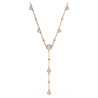 swarovski عقد imber على شكل حرف y، قطع مُستدير، لون أبيض، لمسة نهائية من الذهب الوردي عيار 18 قيراط