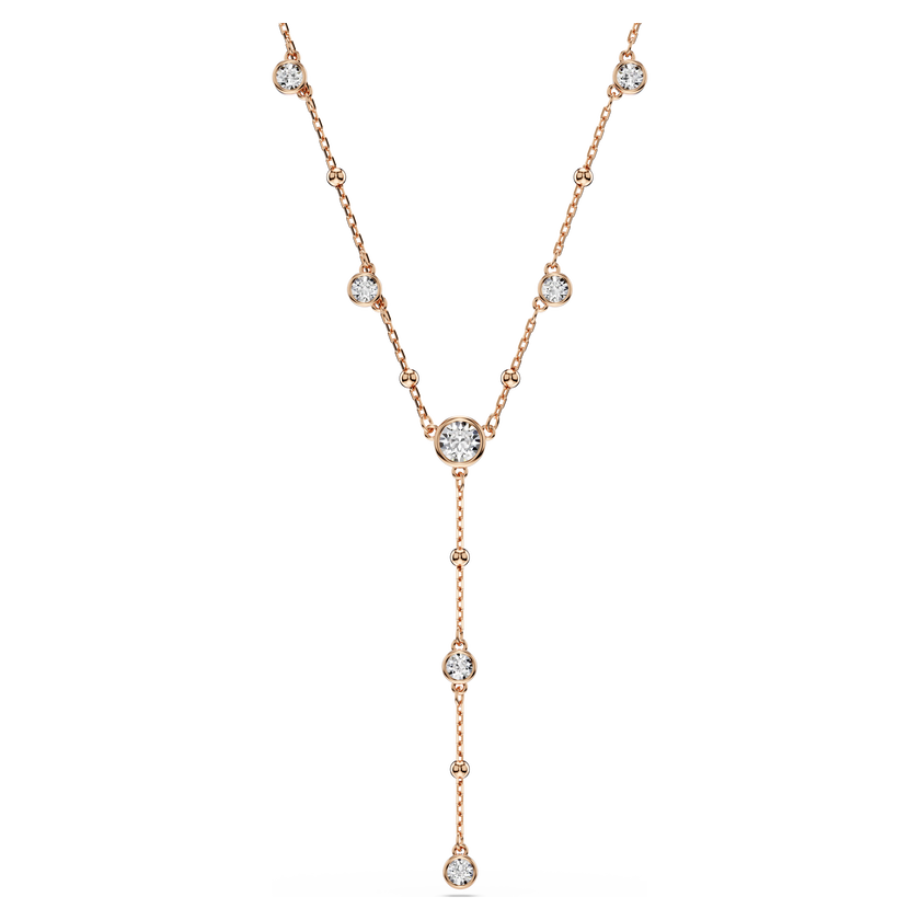 swarovski imber y necklace  round cut  white  18k rose gold finish