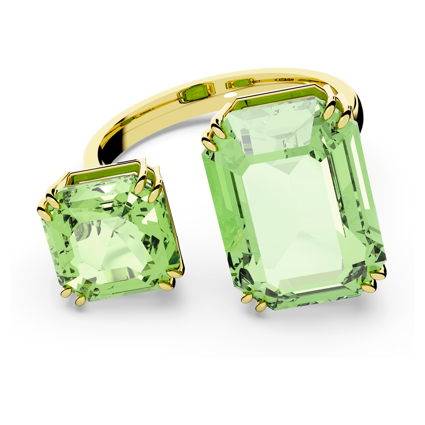 swarovski millenia cocktail ring  octagon cut crystals  green  gold tone plated