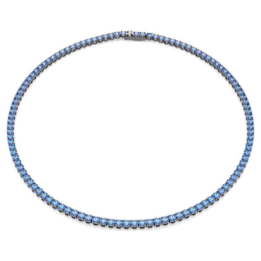 swarovski عقد matrix tennis، قطع مستدير، لون أزرق، طلاء روثينيوم