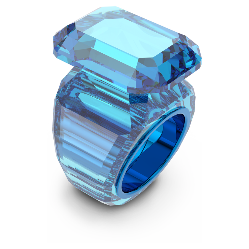swarovski lucent cocktail ring  octagon cut  blue