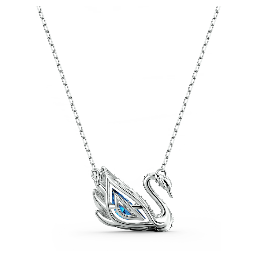 swarovski عقد swan، على شكل بجعة، لون أزرق، طلاء روديوم
