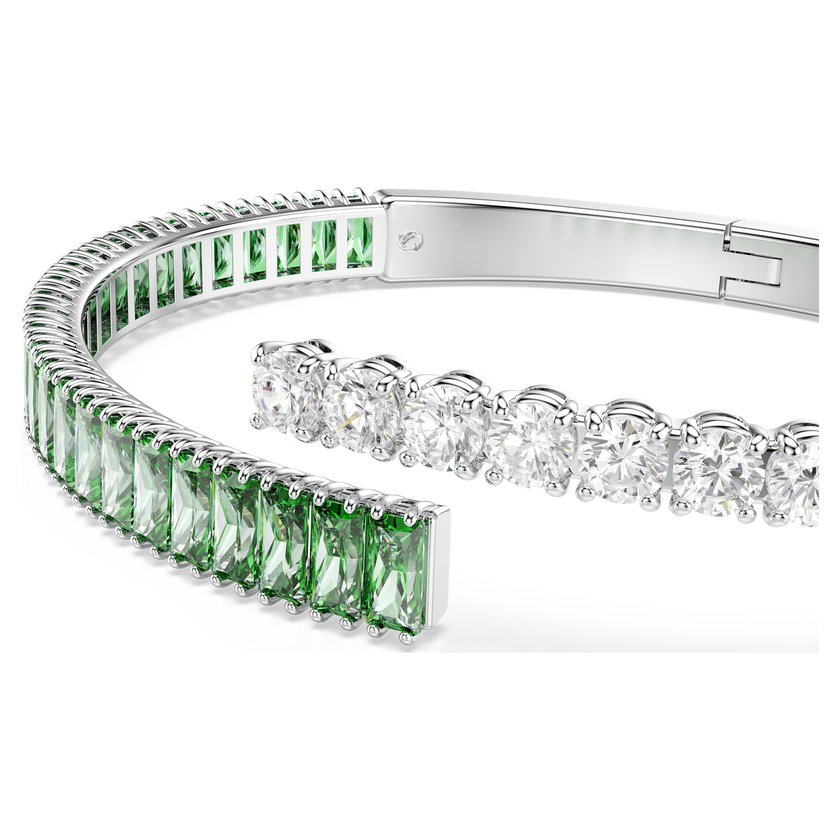 swarovski matrix bangle  mixed cuts  green  rhodium plated