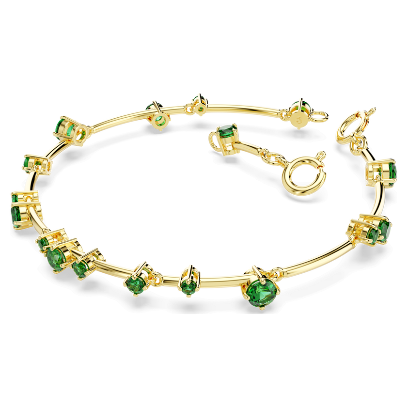 swarovski constella bangle  mixed round cuts  green  gold tone plated