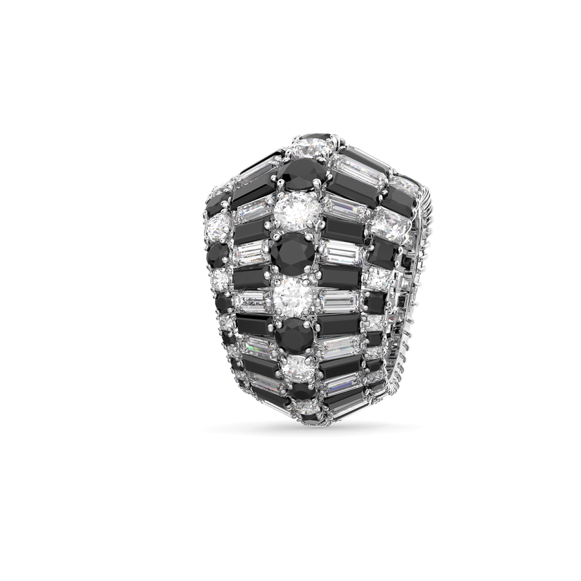 hyperbola ring  swarovski zirconia  black  rhodium plated