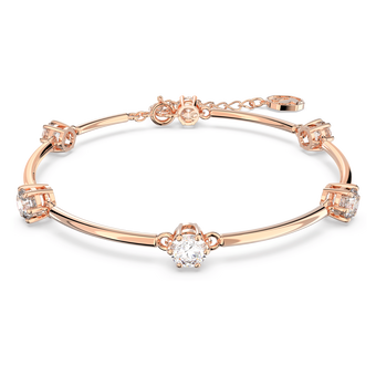 swarovski constella bangle  round cut  white  rose gold tone plated