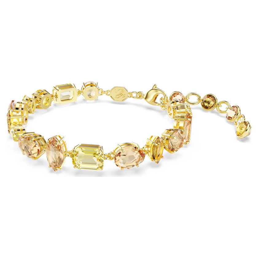swarovski gema bracelet  mixed cuts  yellow  gold tone plated