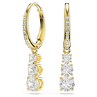 swarovski أقراط حلقية stilla attract، قطع مستدير، لون أبيض، طلاء باللون الذهبي