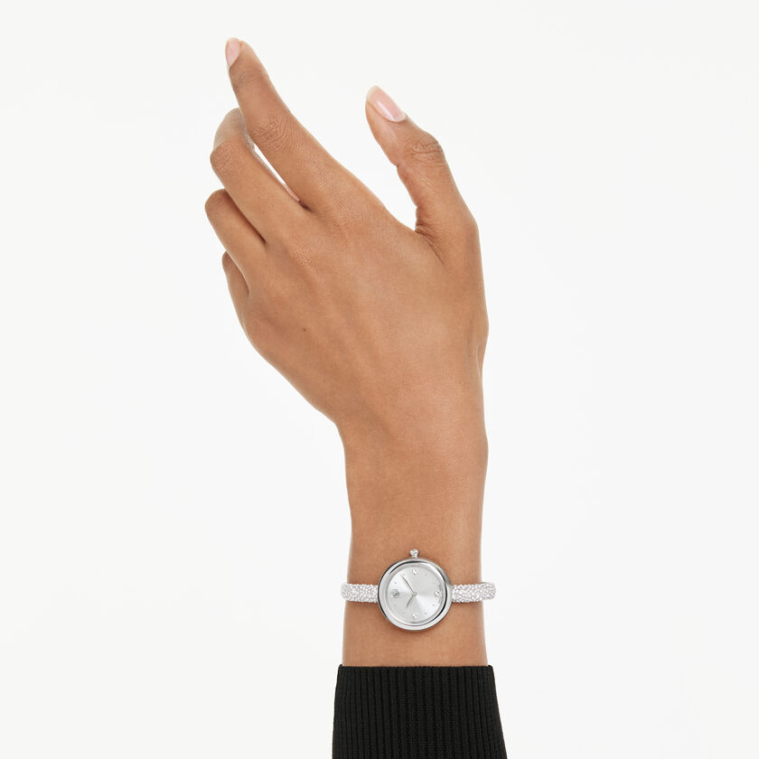 swarovski ساعة sublima bangle، صناعة سويسرية، سوار معدني، لون فضي، ستانلس ستيل