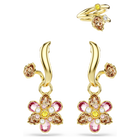 swarovski أقراط idyllia، طقم  3 قطع ، قطع متنوع، شكل زهرة، ألوان متعددة، طلاء باللون الذهبي