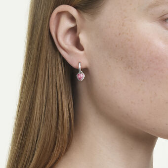 swarovski chroma drop earrings  heart  pink  rhodium plated