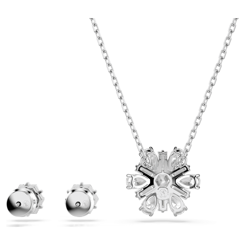swarovski idyllia set  mixed cuts  snowflake  white  rhodium plated